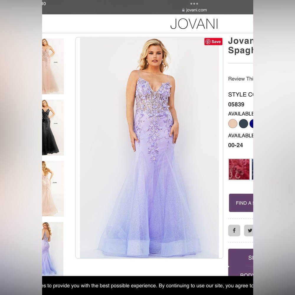 Jovani 05839 Perri Mermaid Spaghetti Strap Prom Dress